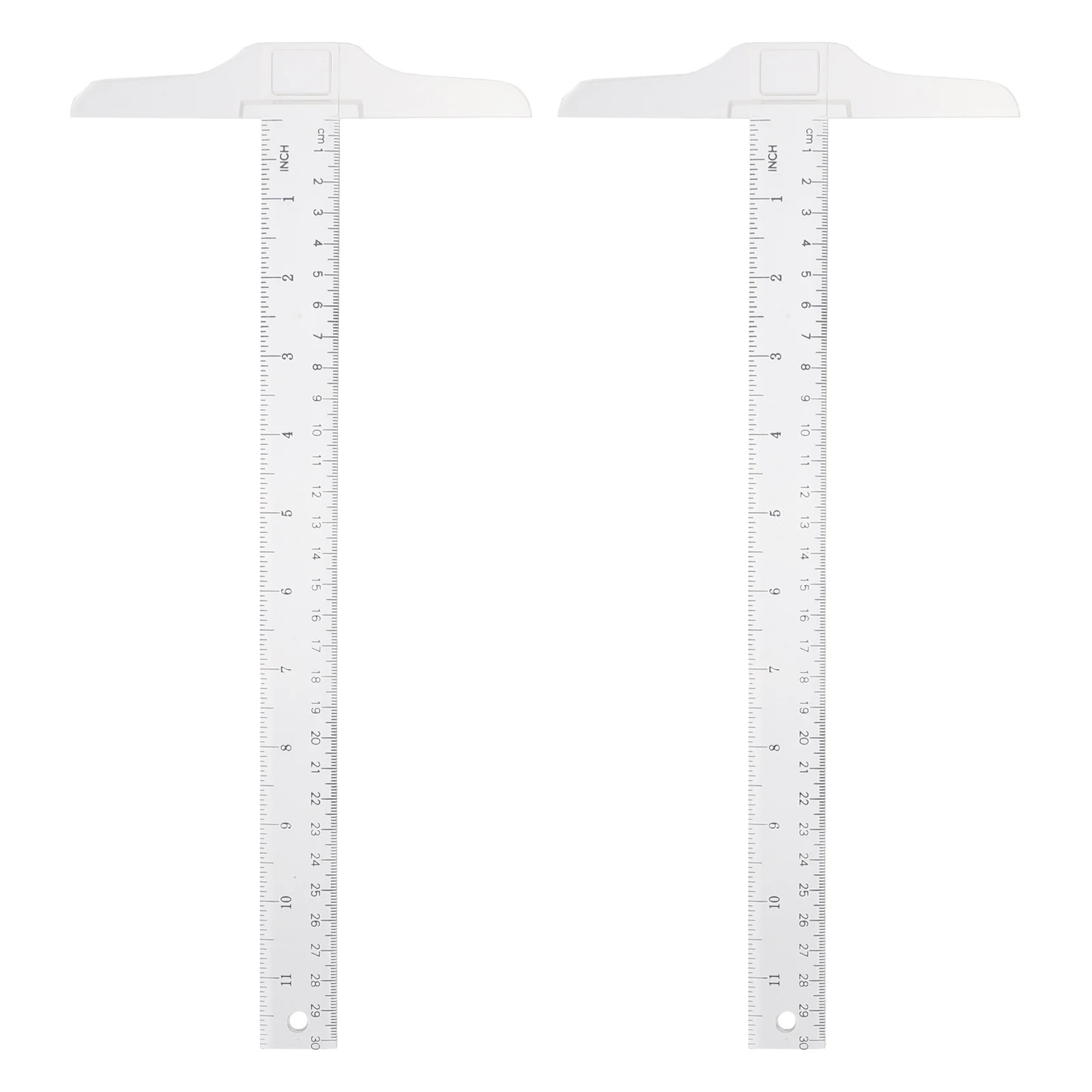 2Pcs T-Square Ruler Clear Plastic Academic T-Ruler with Inch Centimeter Calibration Student Design Rulers Set Measure Tool