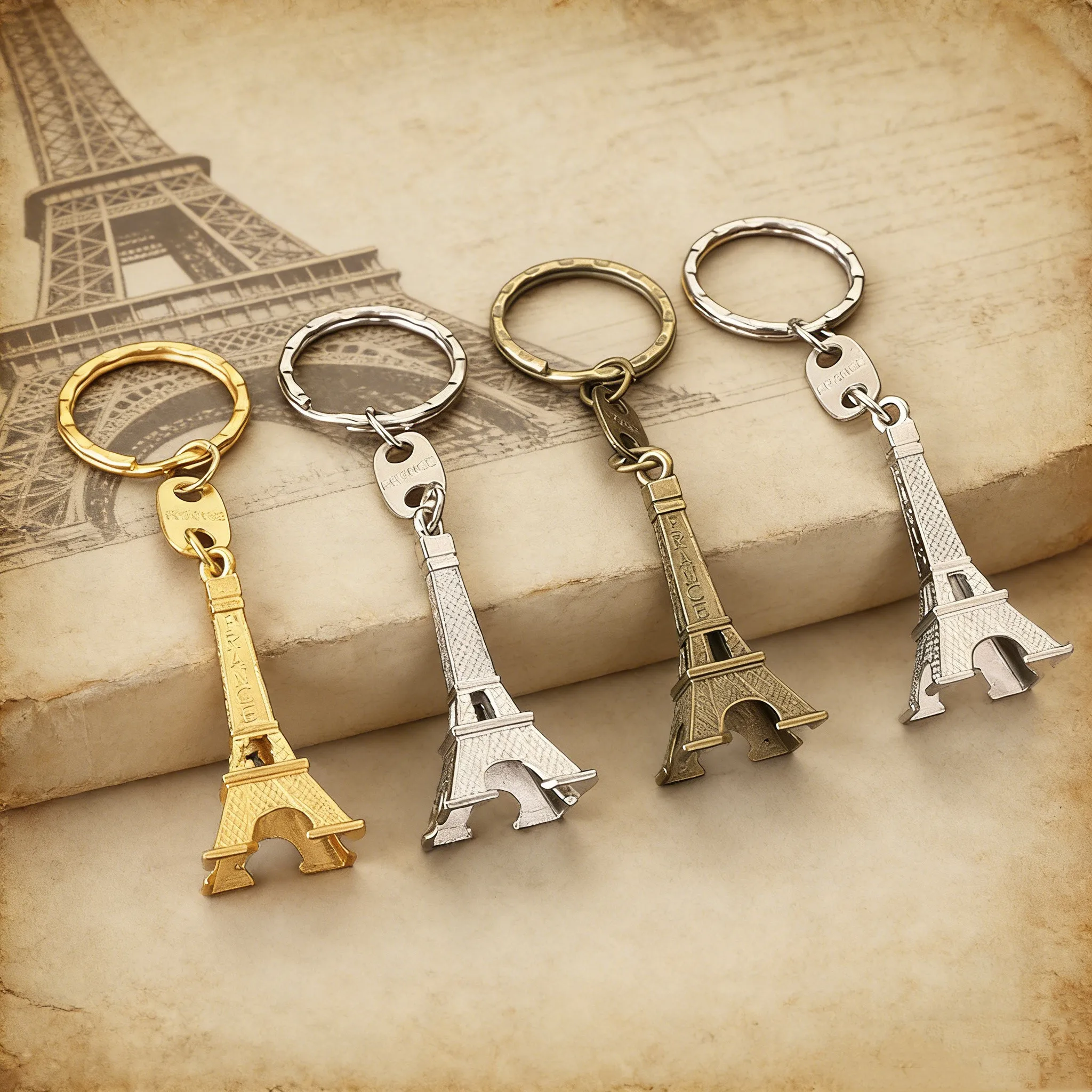 Simple All-Purpose Metal Eiffel Tower Key Chain Pendants Trend All-Purpose Purses Schoolbags Accessories