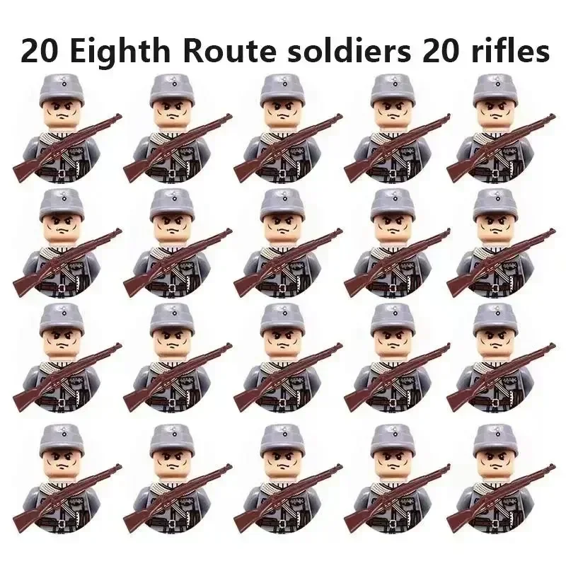 20-teiliges WWII Militär-Actionfiguren-Bausteinset Alliierte Streitkräfte Armeemänner Soldaten Multipack Kampfpaket Modellspielzeug Geschenk – Detail 12