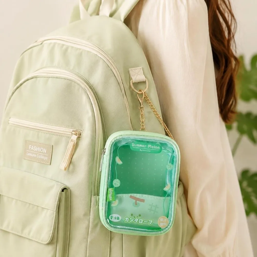 Dots Printed 10cm Transparent Display Bag Transparent with Clear Window Strawberry Cotton Storage PVC Material Zipper