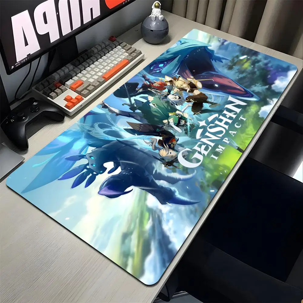 Game Genshin Large Gaming Mouse matte/anti-glare Pad Gamer Big Mouse Mat Computer Locking Edge MousePad 90x40cm Keyboard Desk