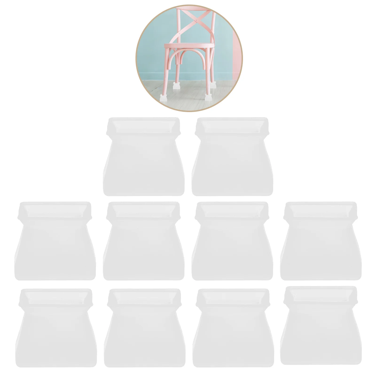 

10 Pcs Square White Chair Leg Protectors Silicone Nonslip Furniture Pads for Chairs Tables Sofas Bookshelves Floor Protection