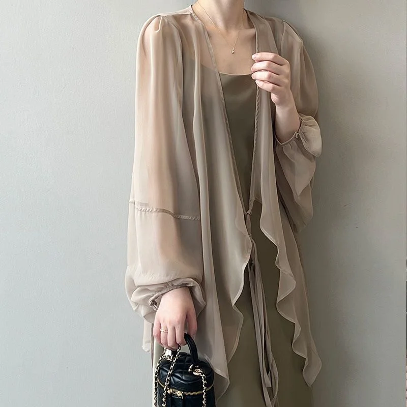 

Chiffon Sunscreen Shirt New Style Women's Blouse Cardigan Top Shawl Loose Thin Coat