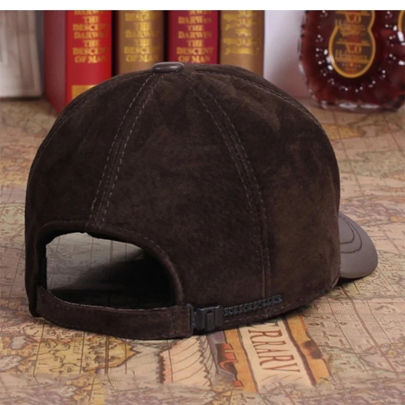 New 2023 Winter Men\'s Genuine Leather Baseball Cap Brand Newsboy Beret Hats Warm Suede Trucker Gorra Male Women Casquette