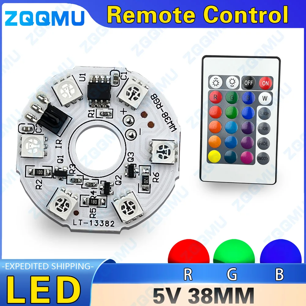 LED RGB Light Panel 5V DC Colorful Gradient Lamp Module 38mm Remote Control DIY Wood Lamp Stage Lighting Kit for Home Decor