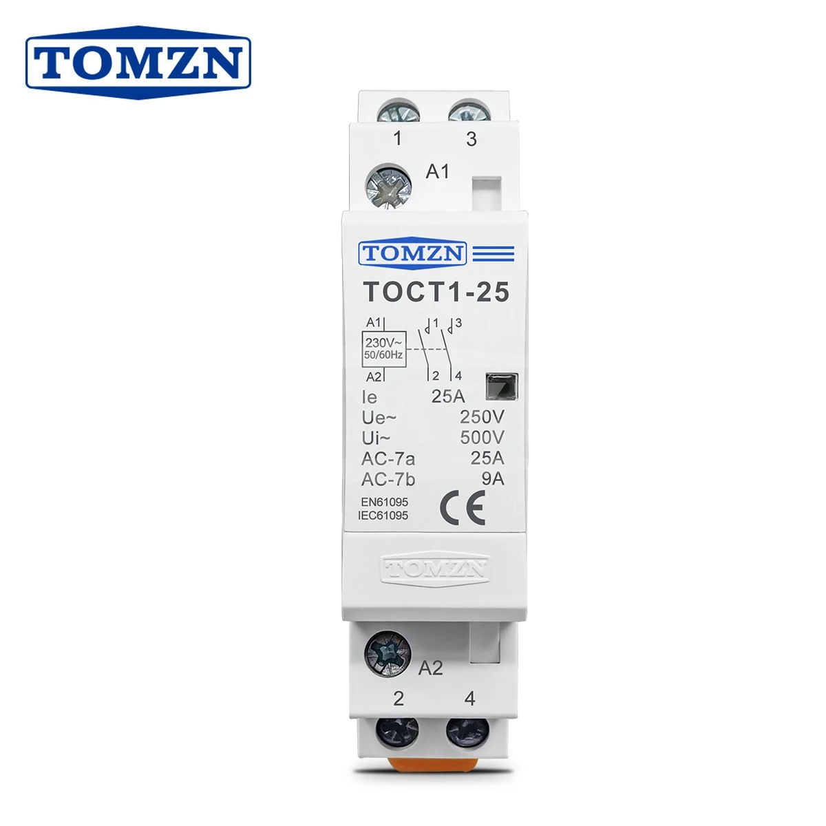 TOMZN TOCT1 Contactor Household DIN Rail Contactor 16-25A 230V 50/60Hz 2P with Changeable Contacts 2NO or 1NO1NC or 2NC
