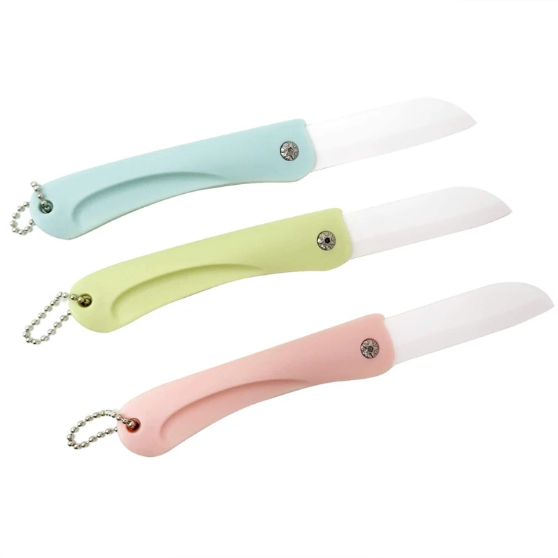 Foldable Pocket Ceramics Knife Mini Portable Folding Knife Fruit Cutter Practical Camping Outdoor Supplies Hand Tools