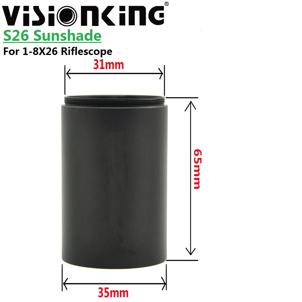 Visionking 26mm Aluminum Objective Lens Sun Shade For 1-8x26 Riflescope Hood Anti-reflection Sunshade Tube Protective Cover