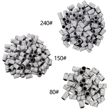 100 peças bandas de lixa de unhas com mandril broca de unha 80/150/240 grãos zebra lixa arquivos para unhas acrílicas remoção de gel