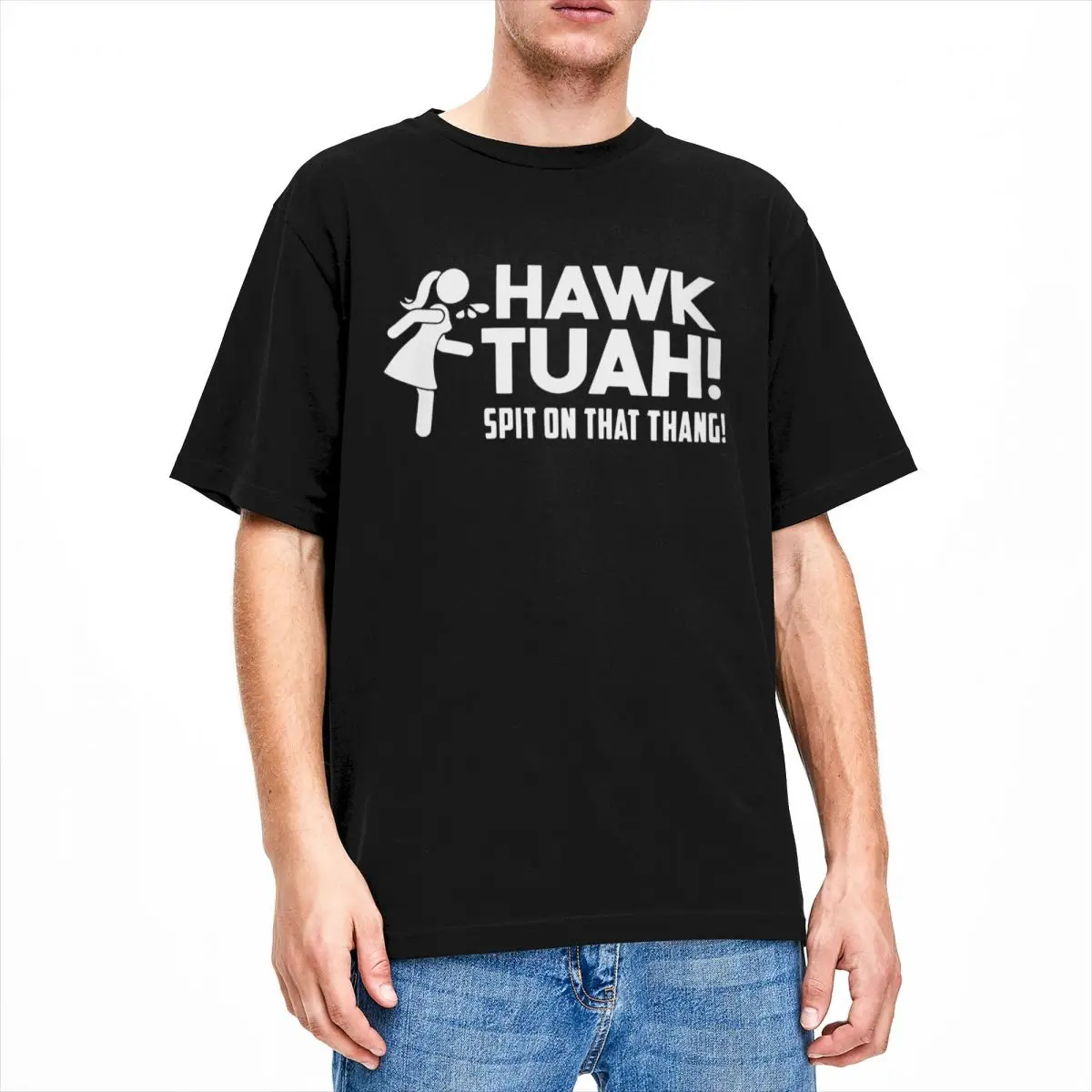 Hawk Tuah Spit On That Thang Merch Shirt Men Women Crazy Cotton Graphic Print Tee Shirts