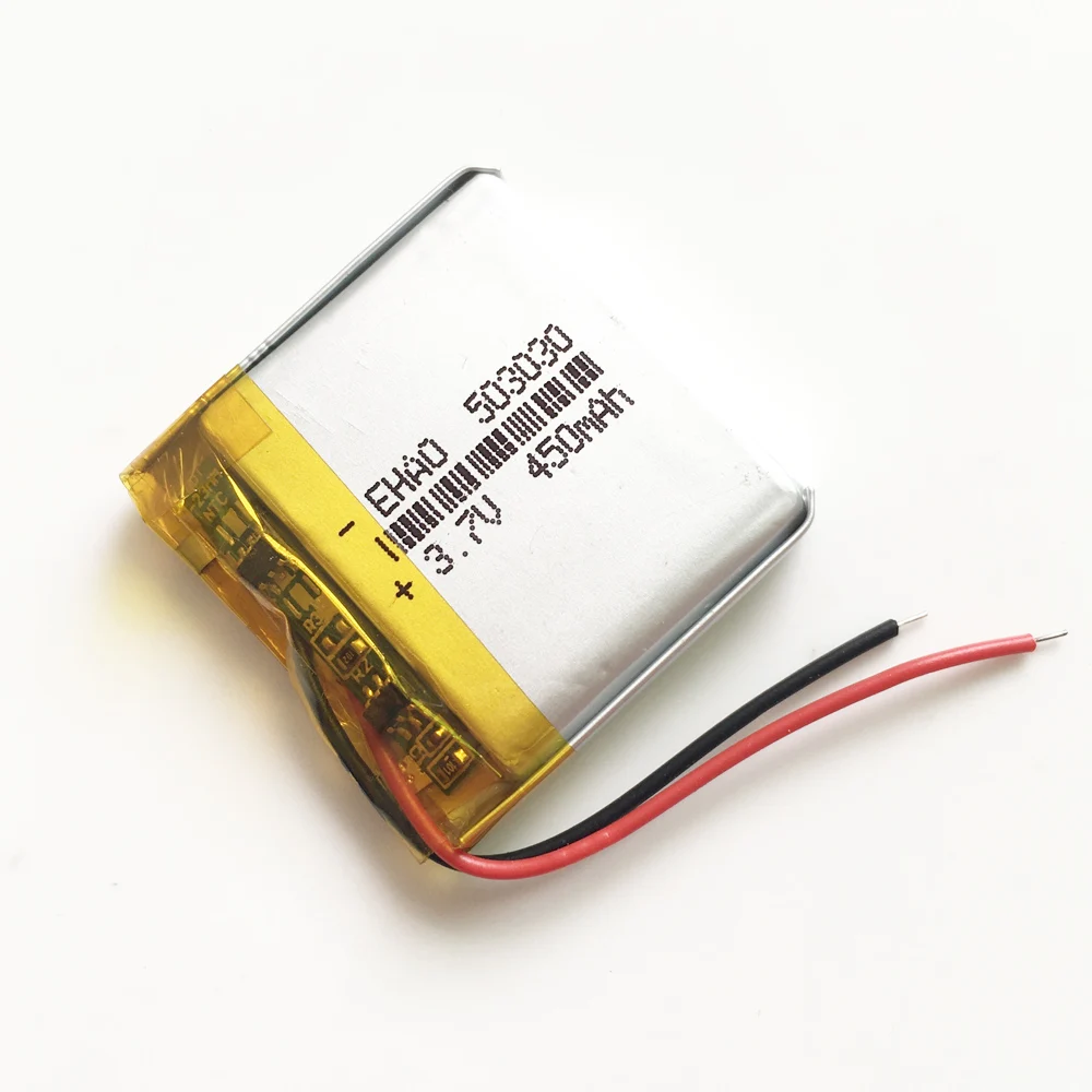 EHAO 503030 3.7V 450mAh Lithium Polymer LiPo Rechargeable Battery For Mp3 PAD DVD E-book bluetooth smart watch headset 5*30*30mm