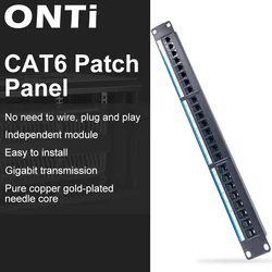 24 Port CAT6 Through Coupler Patch Panel RJ45 Network Cable 19in 1U with Back Bar Rackmount  CAT6A UTP Keystone Jack