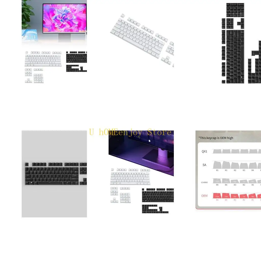 

B0KF Comfortable OEM Keycaps Korean Keycaps Caps for Typists Gamers MX Switching Mechanical Keyboards Easy Installation