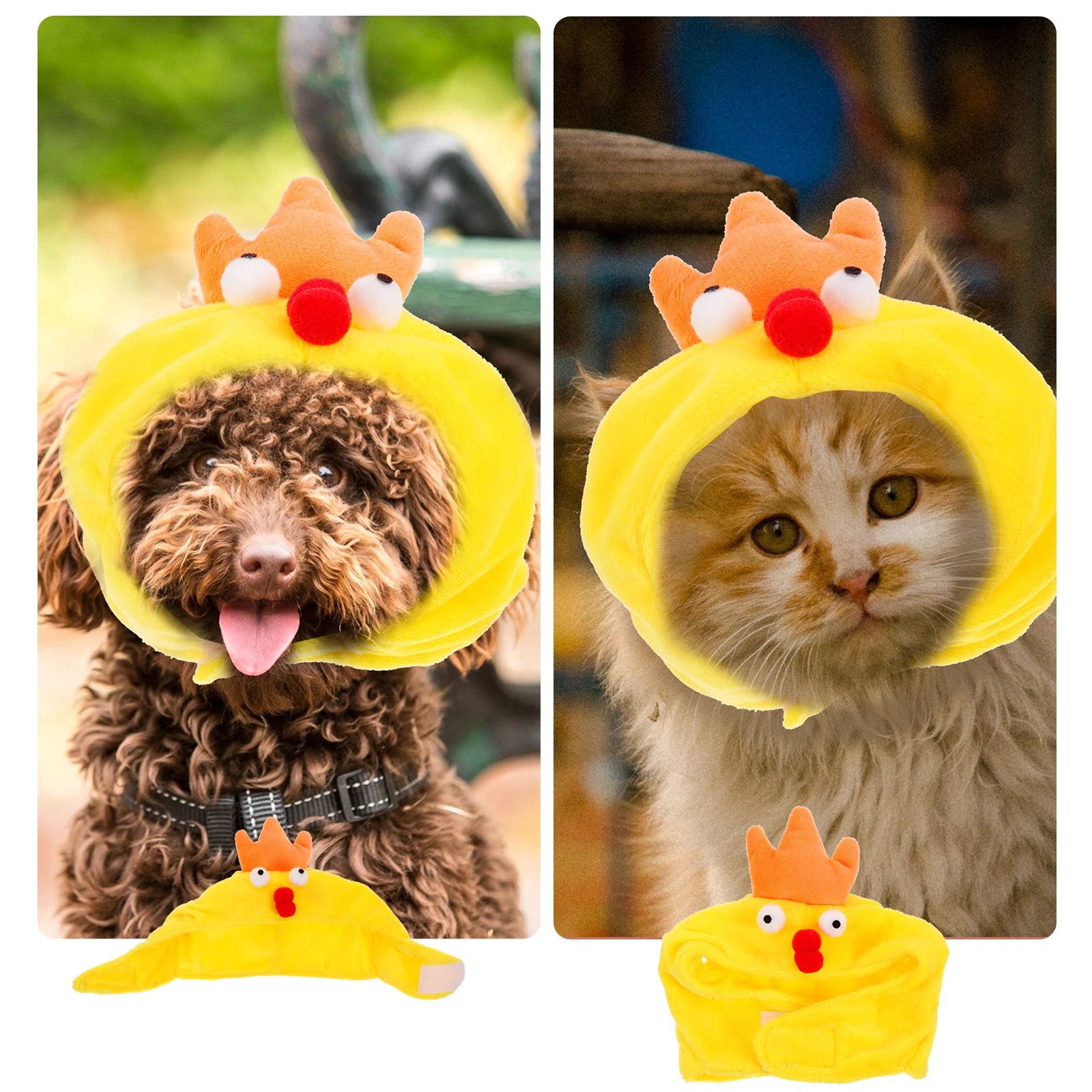 

Creative Small Chicken Shape Hat Warm Thermal Head Cover For Dogs Cats Puppy Cat Warming Cap Protective Pet Headdress Cartoon