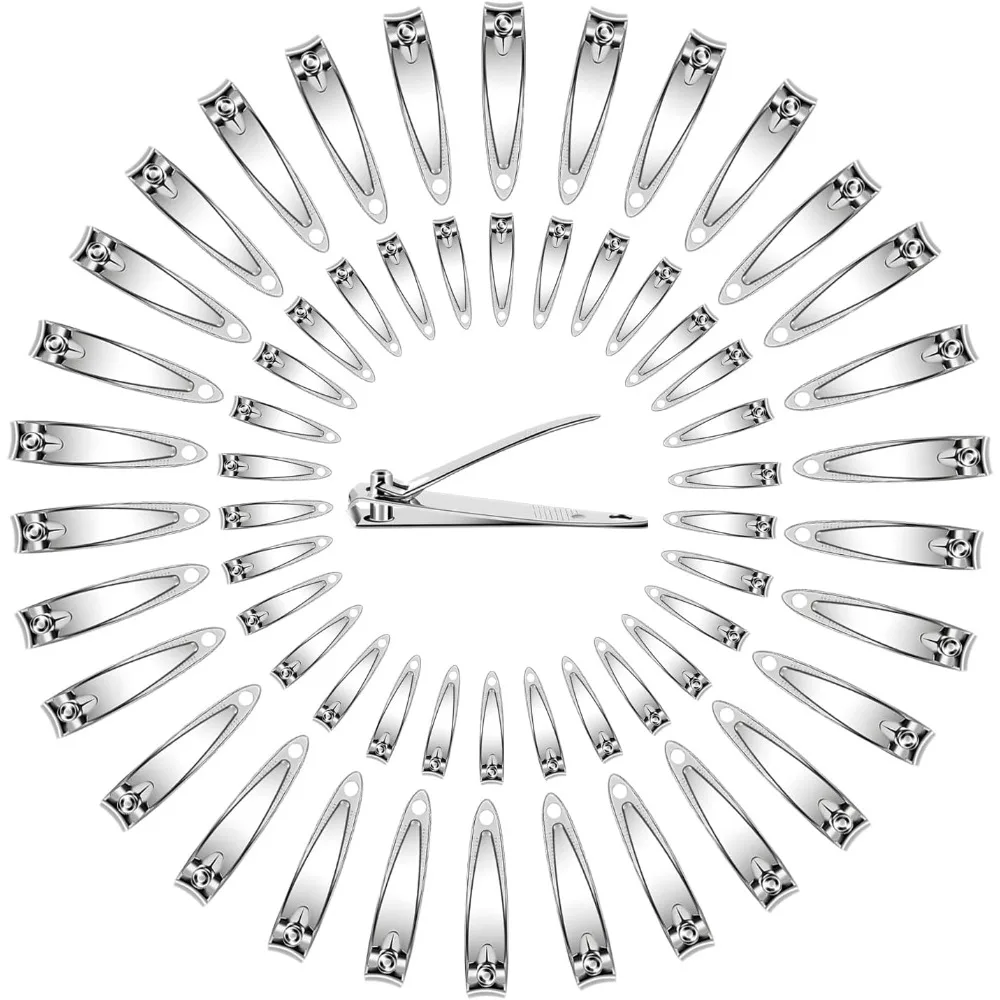 120 Pezzi Tagliaunghie Set Tagliaunghie piatte Unghie in acciaio inossidabile Manicure Pedicure Robusto argento Piccolo Trimmer Porta
