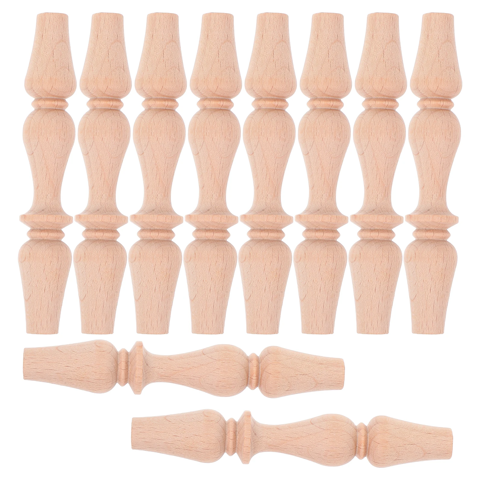 

10 Pcs Decorative Pillars Solid Wood Staircase Spindles Deck Balusters Indoor Railing Versatile Roman Column Design