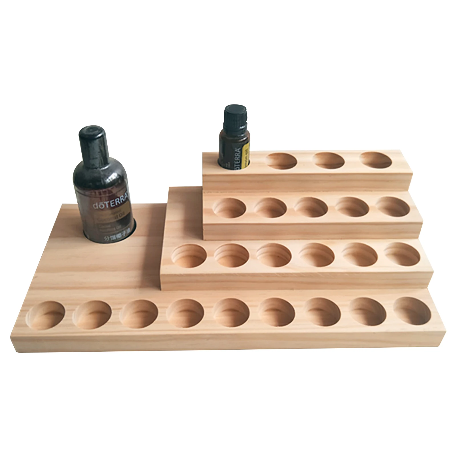 Wooden Essential Oil Holder 4-Tier Essential Oils Storage Stand Essential Oil Organizer Rack 25 Slots For 5ml To 20ml Essential