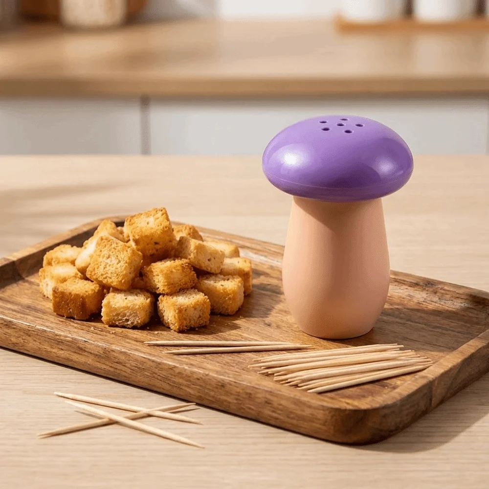 Cartoon Dopamine Mushroom Toothpick Box Drop-proof Color-blocked Dental Floss Storage Box Dust-proof Sealed Toothpick Tube