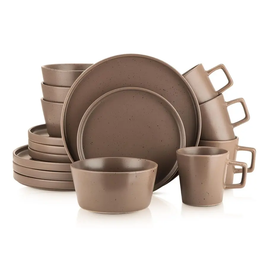 

Coupe Dinnerware Set, Service For 4, Matte Brown