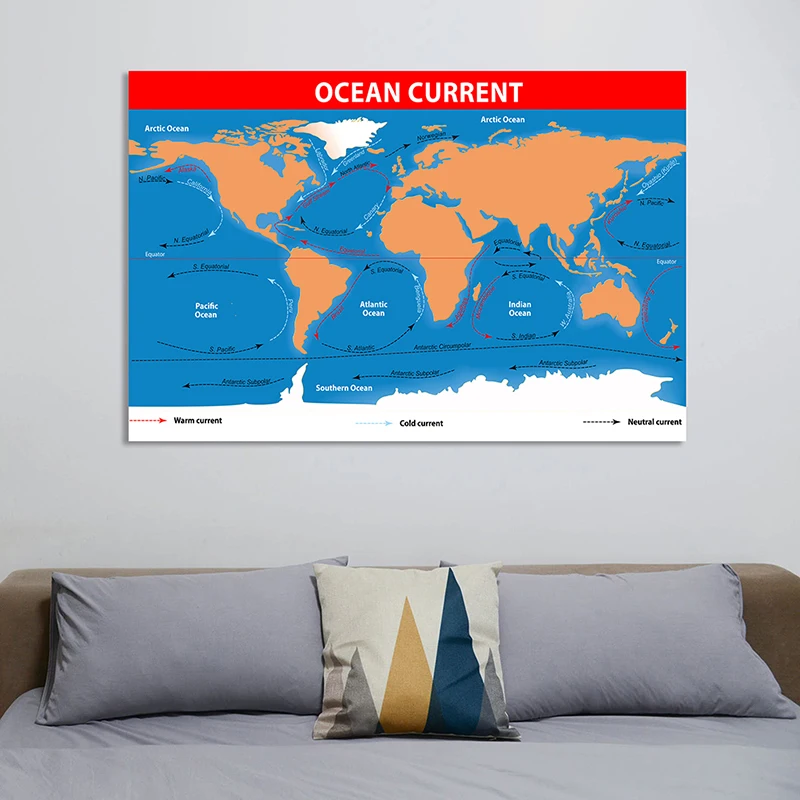 Серия карт мира: фоновые ткани, карты океанских течений, пособия для путешествий, инструменты для изучения географии