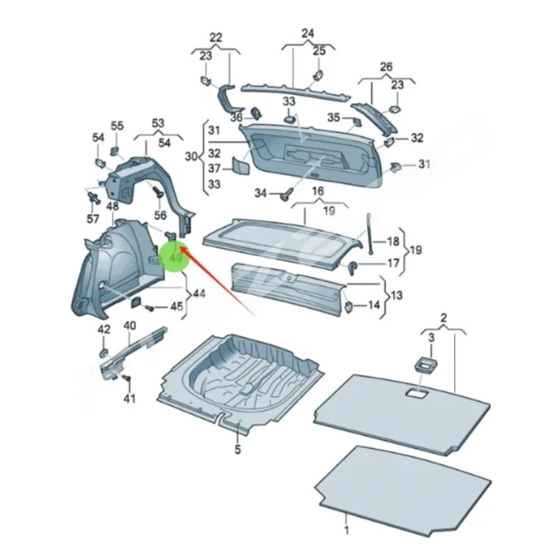 L191 867 199 9B9 حقيقية مقصورة الأمتعة بطانة غطاء أسود سدادة لولبية غطاء مشبك لفولكس واجن جولف 7 7.5 8 L1918671999B9 #3