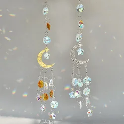 Crystal Wind Chime Hangings Pendant Gold Silver Series Star Moon Creative Home Aeolian Bell Windbell Decoration For Home Outdoor