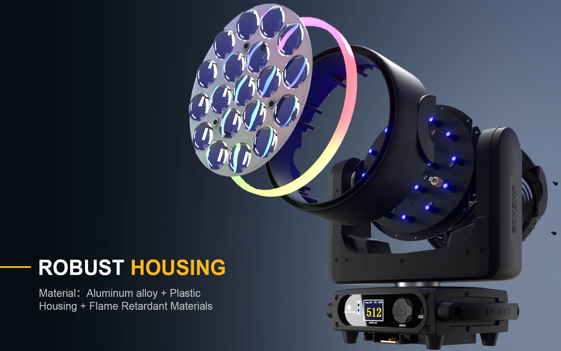 SHEHDS 1/2 Stück 19x15W RGBW LED Moving Head 19x25W Beam Wash Geräuscharmer Bühnenlichteffekt Professionell für DJ Disco Hochzeit Party 2 Jahre Garantie – Detail 21