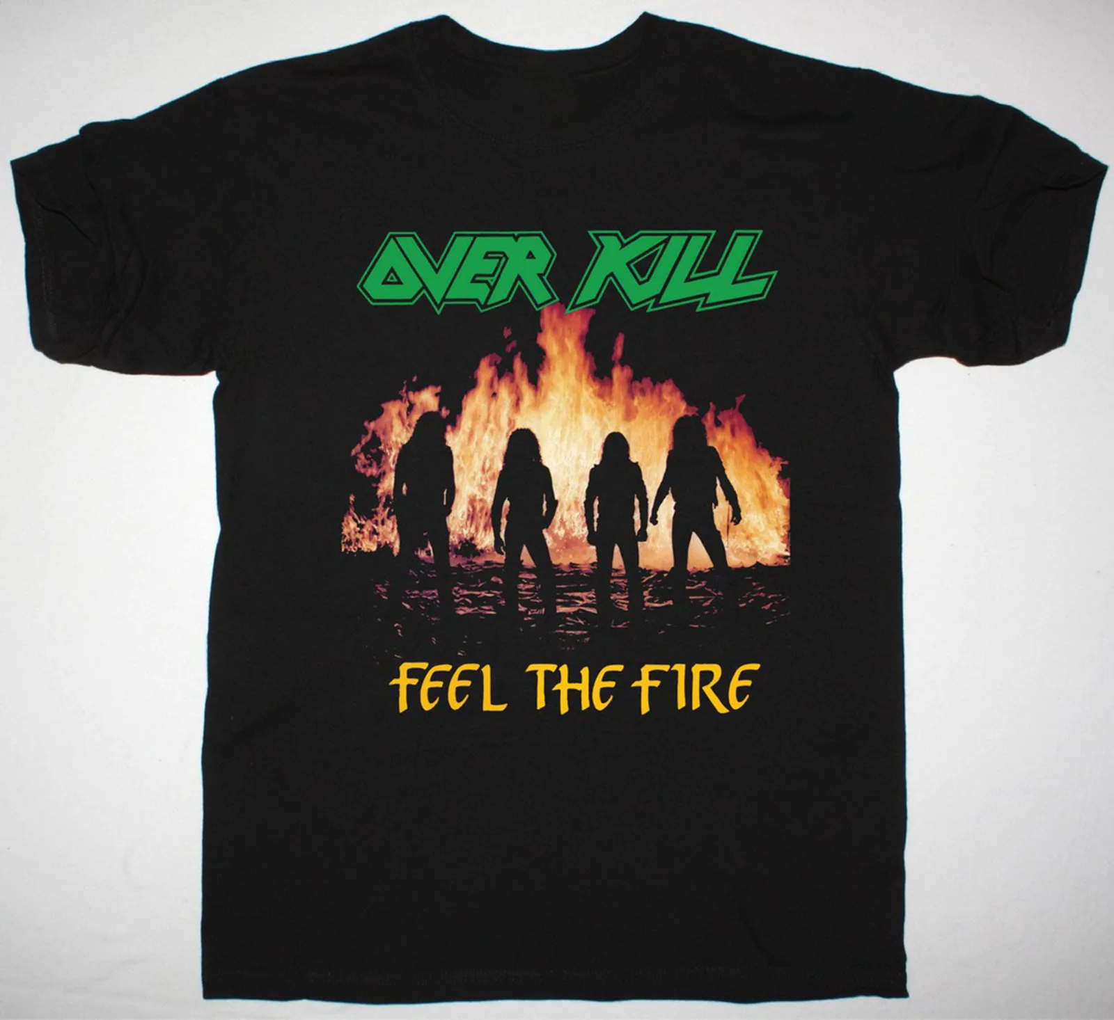 New Overkill FEEL THE FIRE 1985 Short Sleeve Black Men S-5XL T-Shirt