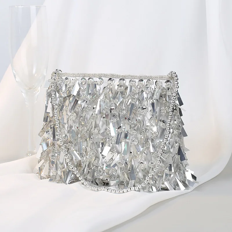 

Wholesale New Style Sequin Clutch Handmade Beaded Evening Bag Hot Sale Small Popular Luxury Party Pearl Portable Dinner Bag