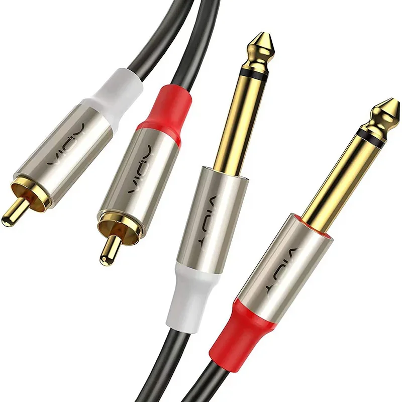 RCA To 6.35mm Cable Dual 1/4 Inch TS To Dual RCA Stereo Audio Interconnect Cable for Speaker Home Theater Amplifier Guitar Piano 