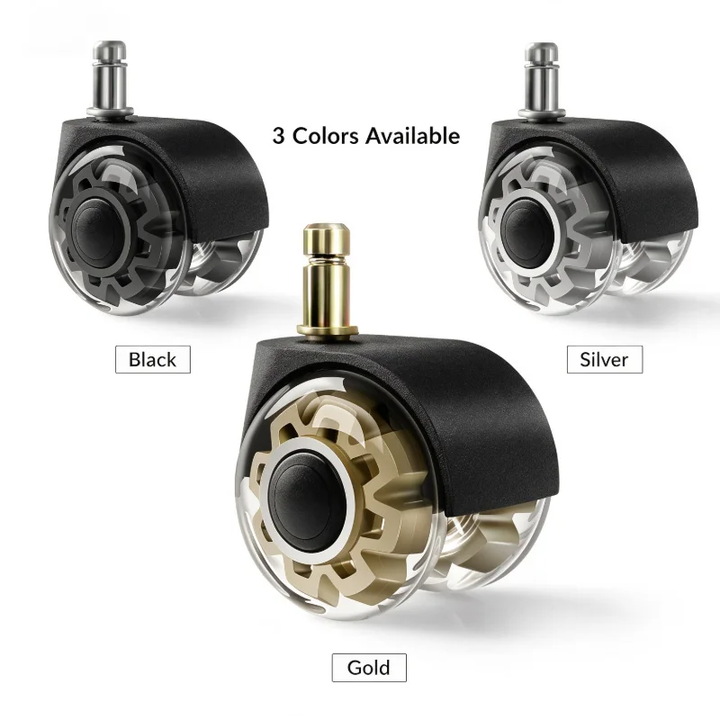 5Pcs Office Chair Caster Wheels M10/M11 Heavy Duty Quiet Rolling Casters for Computer Desk Gaming Chair Wheels(Black/Gray/Gold)