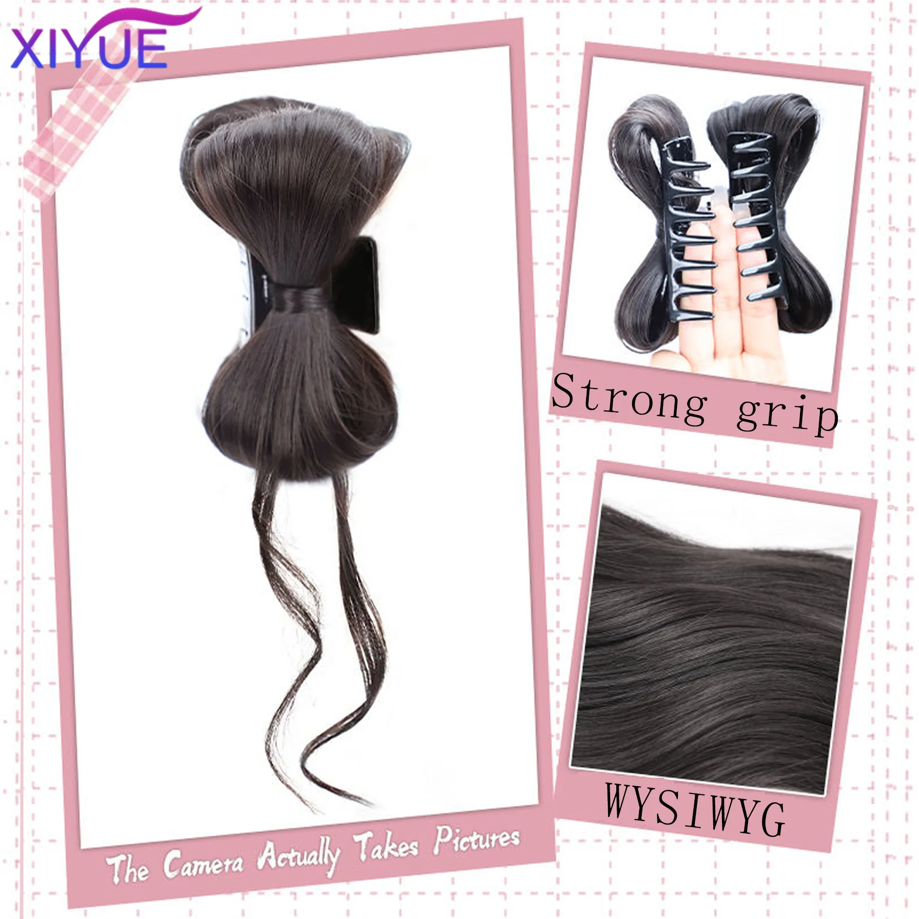 XIYUE  Wig For Women With Claw Clip Shuttlecock Head Lazy Style Korean Fluffy Bun Hair Bag