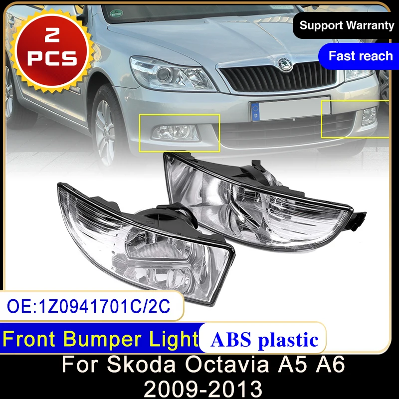 Car Front Fog Light For Skoda Octavia A5 A6 2009 2010 2011 2012 2013 1Z0941701C 1Z0941702C Signal Lamp No Bulb Foglight Foglamp