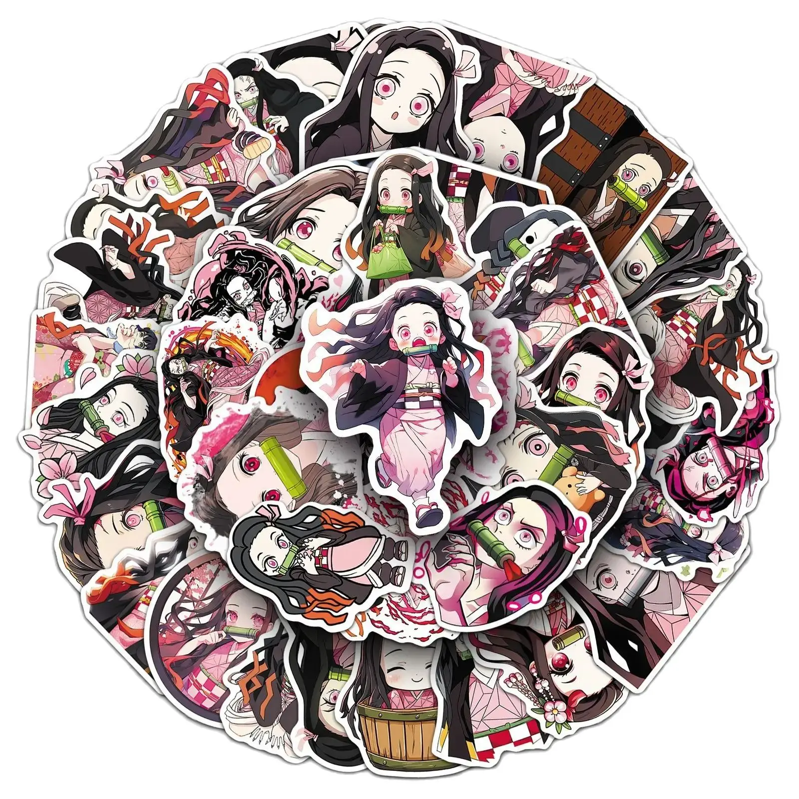 50Pcs Anime Kamado Nezuko Stickers DIY Stickers Scrapbooking Phone Luggage Skateboard Waterproof Decals