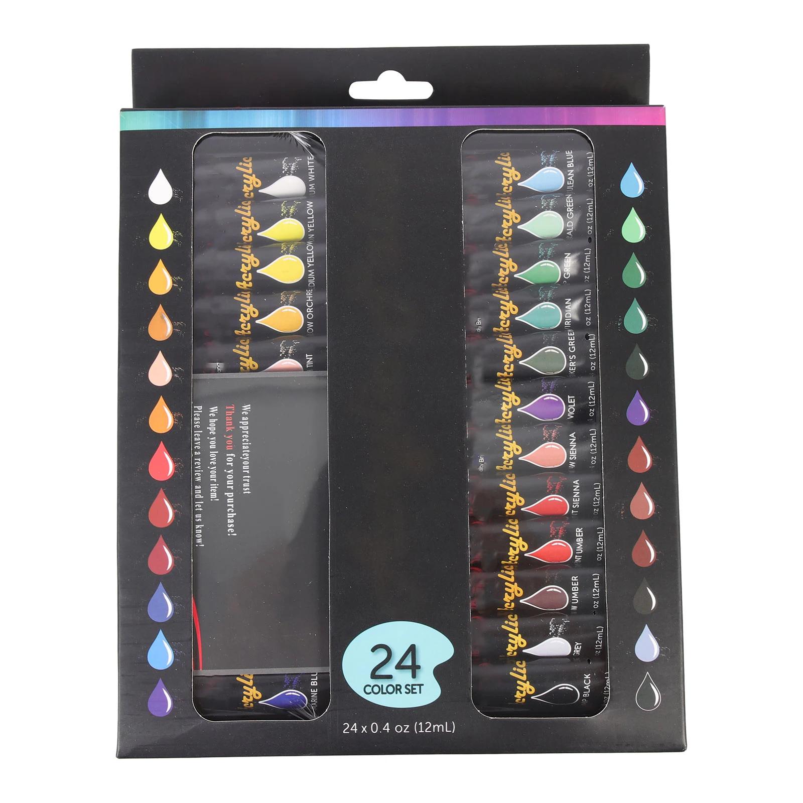 

24 Pcs Acrylic Paint Set Washable Crafts Adults Kids Drawing Supplies Professional Art Tools Oil Painting Watercolor