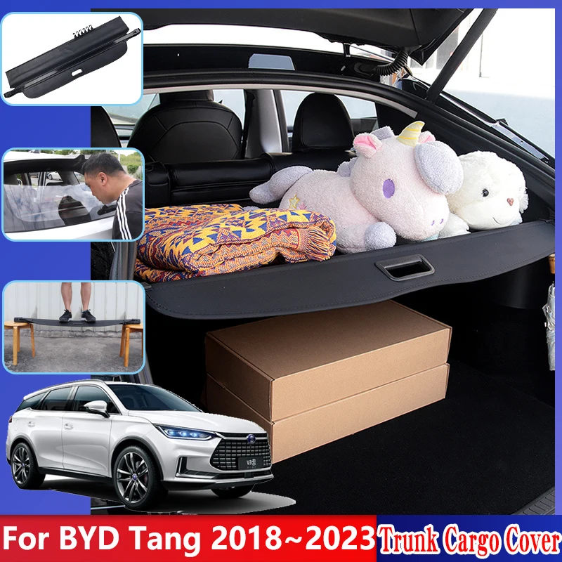 Car Trunk Curtain For BYD Tang Accessories Tang II EV 2018~2020 2021 2022 2023 Cargo Cover Privacy Security Shades Anti-scratch