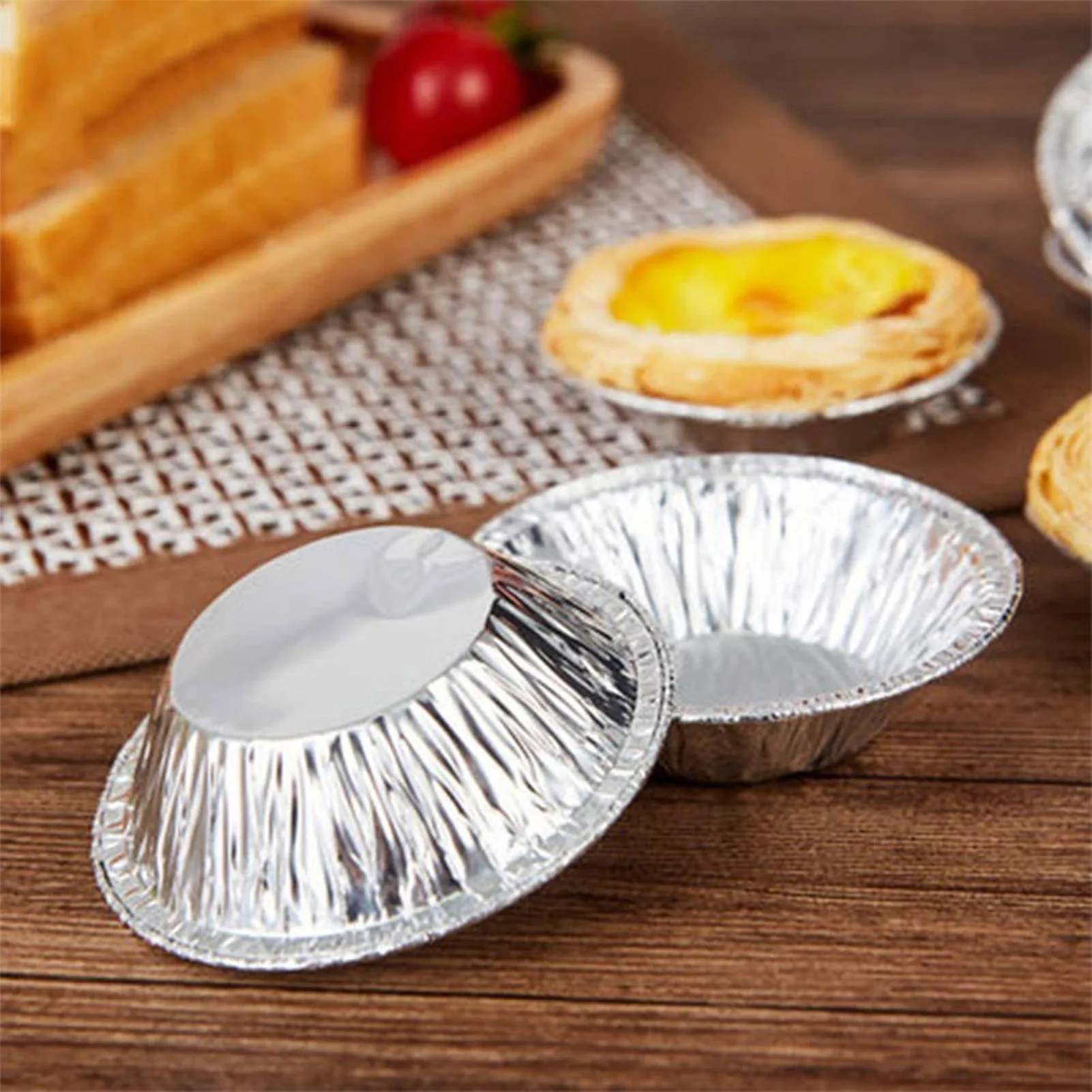 Party Baking Tart Pans Disposable Aluminum Foil Cups for Cupcakes Pudding Mini Pie Molds Oven Safe Thickened Bakeware
