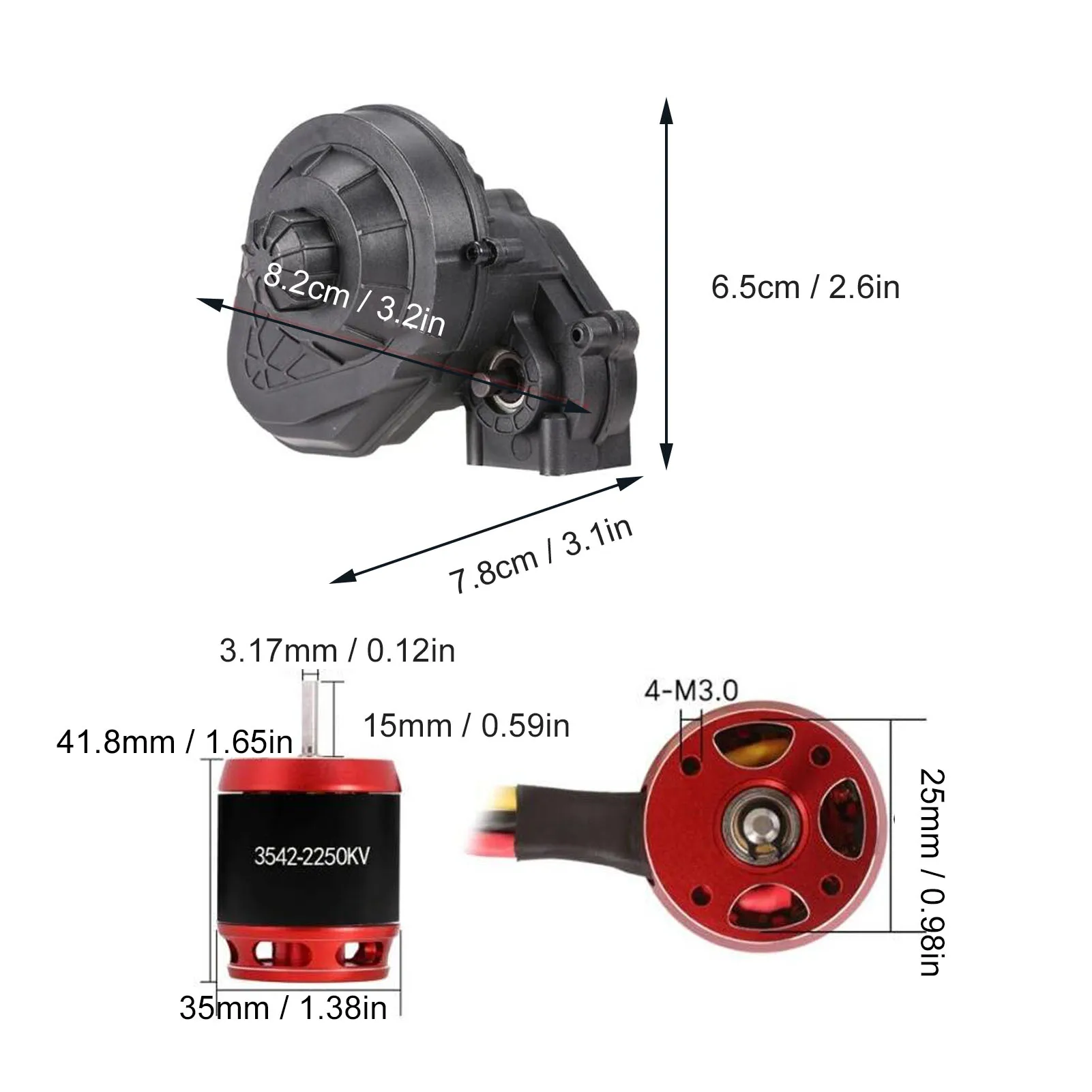 มอเตอร์ 2250kv มอเตอร์ไร้แปรงถ่าน 3542 อัตราทดเฟือง 13:56 ไนลอน ระบายความร้อนได้ดีขึ้น หัวเสียบแบบกล้วย 4.0 สำหรับรถครอว์เลอร์ขนาด 1/10
