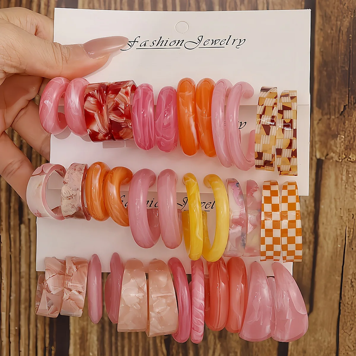 Korean Version Simple Acrylic Earring Set for Women's Fashion, Colorful and Versatile Earrings and Earrings