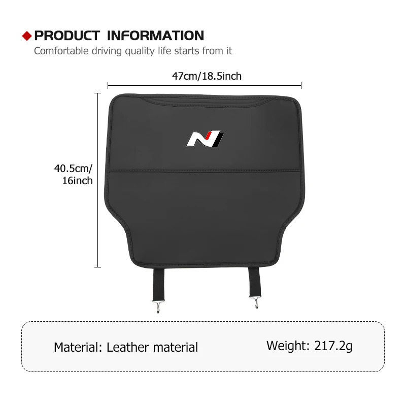 Leather Car Anti-dirty Seat Back Protective Mat Anti Kick Pad For Hyundai N LINE i30 i20 Sonata Accent Tucson Elantra Azera view 6