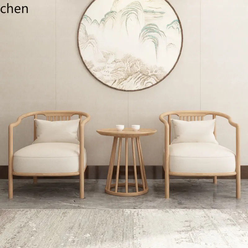 ZML divano in legno massello sedia in tre pezzi moderna soggiorno in famiglia clubhouse reception poltrona singola per il tempo libero