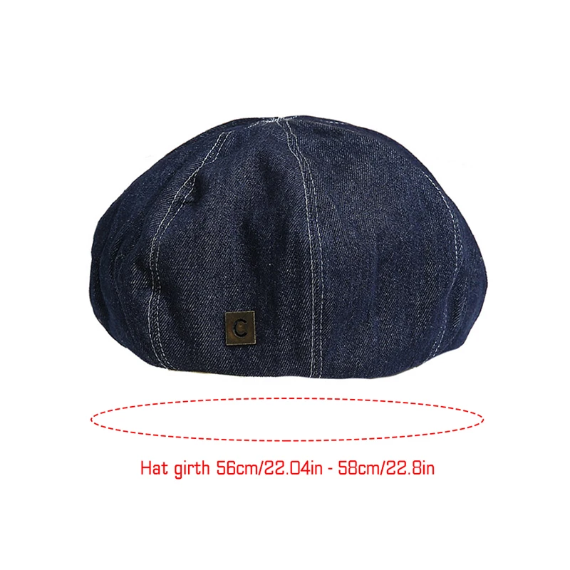 Denim Beret Women Thin Plain Octagonal Newsboy Cap British Retro Internet Celebrity Ladies Painter Tour Cap Sunscreen Hats