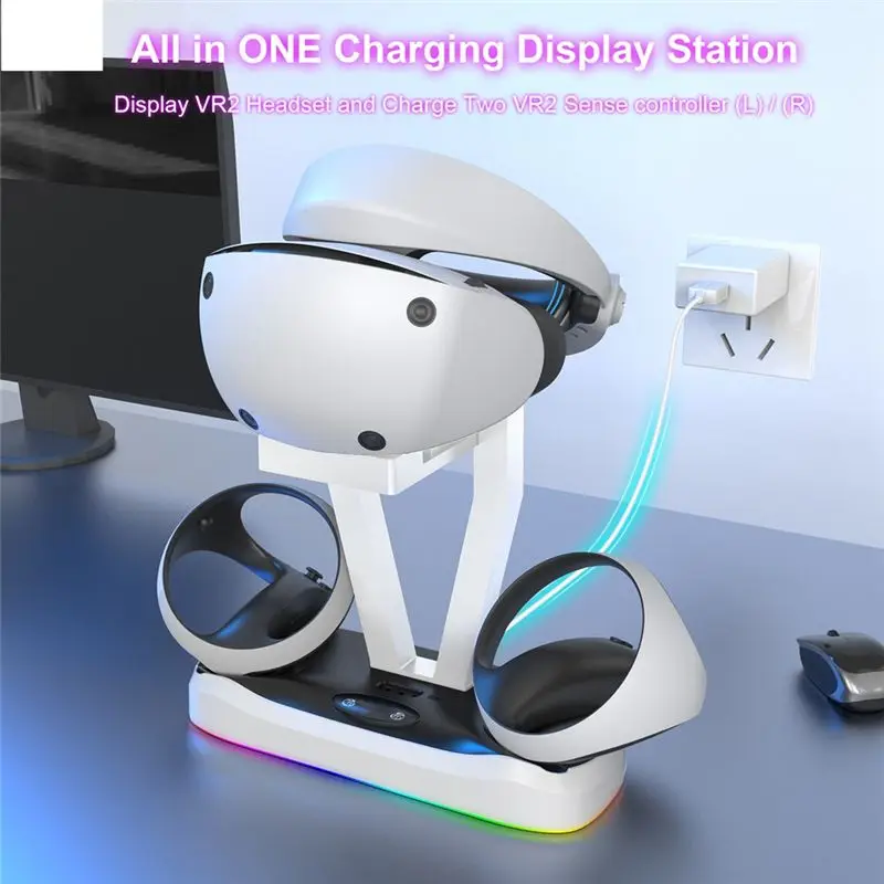 【Charger】 For PS VR2 Dual Controller Magnetic Charging Dock with RGB Light for VR2 Glasses Console Storage Stand VR Handle
