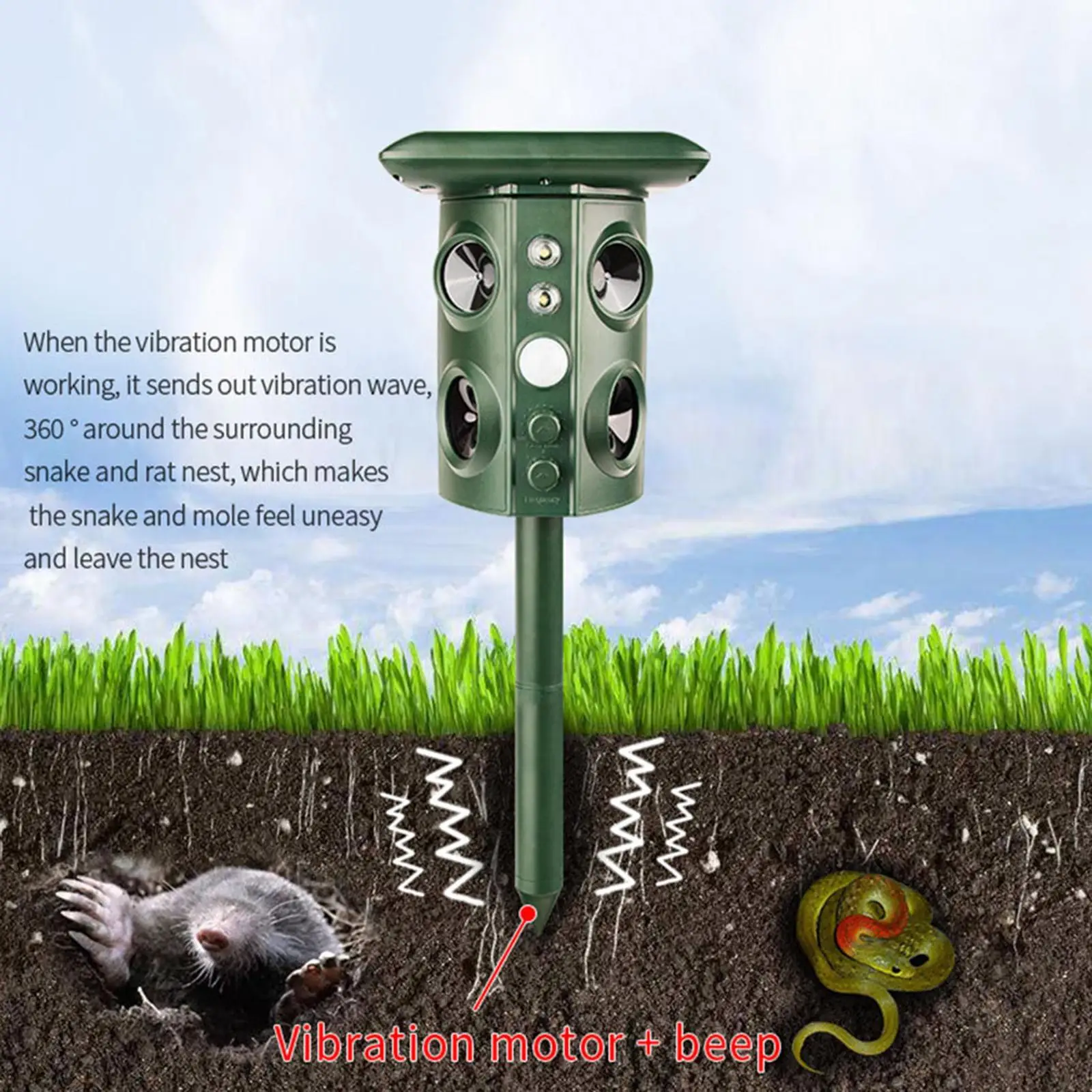 

Солнечный отпугиватель животных: многофункциональный, с датчиком движения, простая установка, для сада, двора, дома, отпугивает змеи