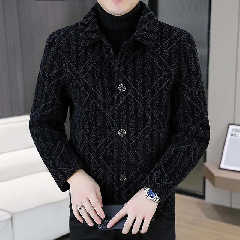 2024 herbst Winter männer Verdicken Plüsch Windjacke Parkas Streetwear Mid-Länge Warme Fleece Jacken Abnehmbare Pelz Kragen Mäntel