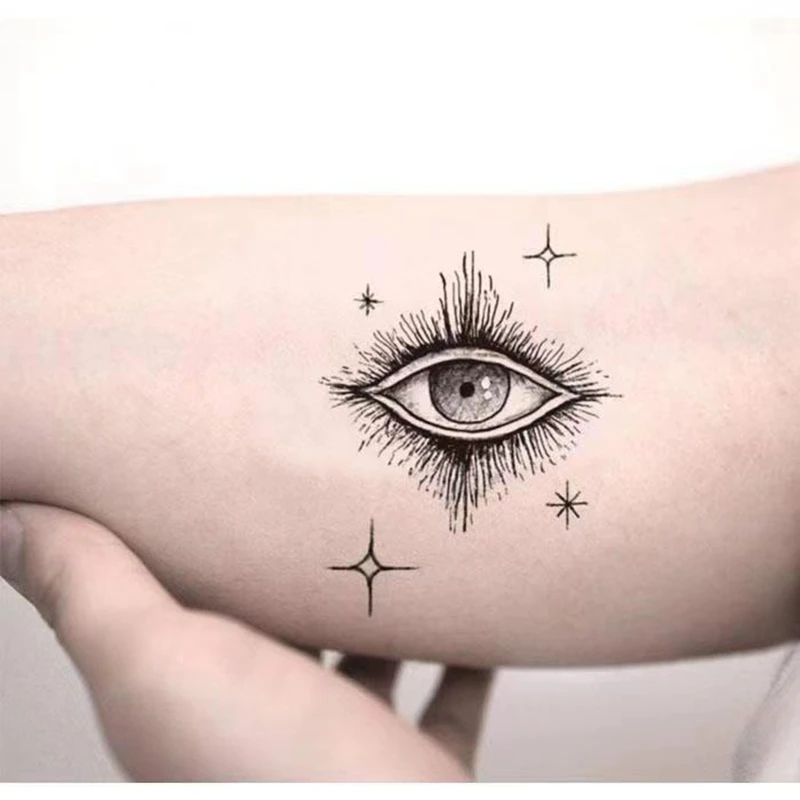 Eye of God Temporary Tattoo Sticker Waterproof Ankle Wrist Fake Tattoos Body Art Geometric Regular Triangle Men Woman Tatouage