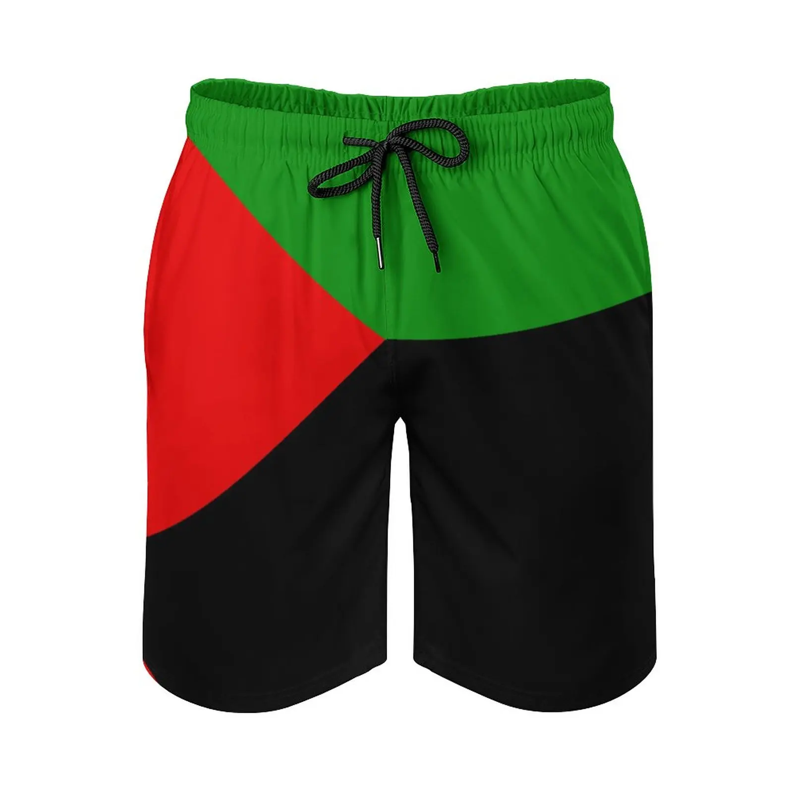 Anime Beach Pants Martinique in Red Green And Black Loose Elastic Beach Funny Graphic Male Shorts Basketball Adjustable Drawstri