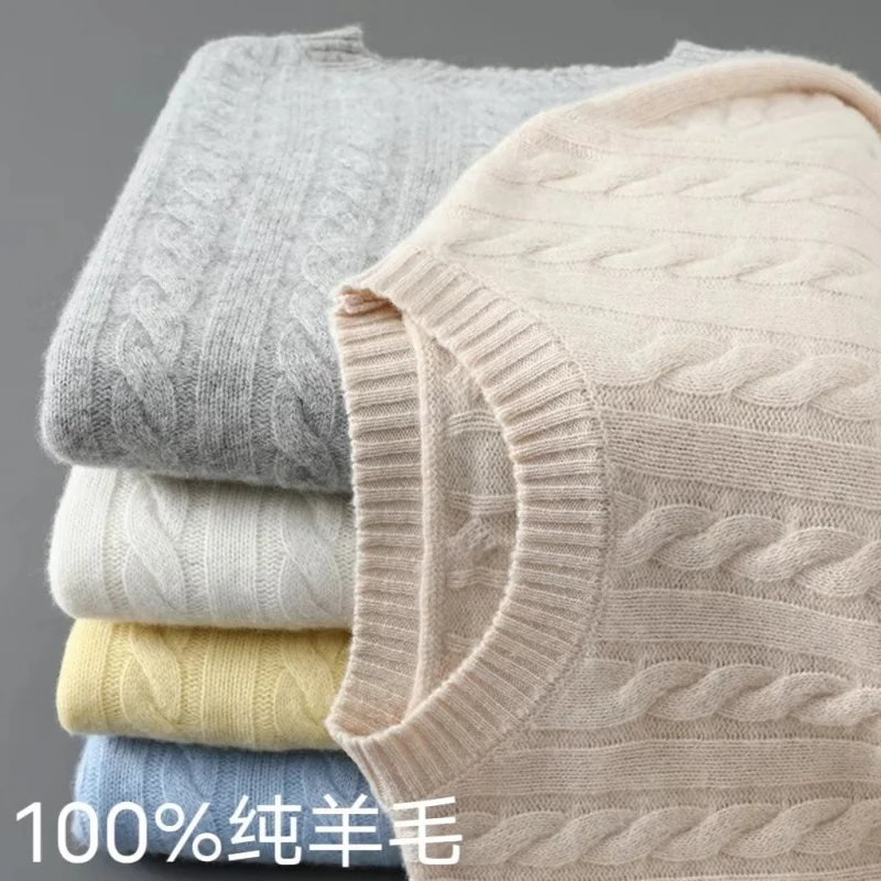 Осень-зима, новый свитер из % шерсти, мужской пуловер с круглым вырезом, утепленный свитер, повседневный деловой свободный вязаный кашемировый свитер