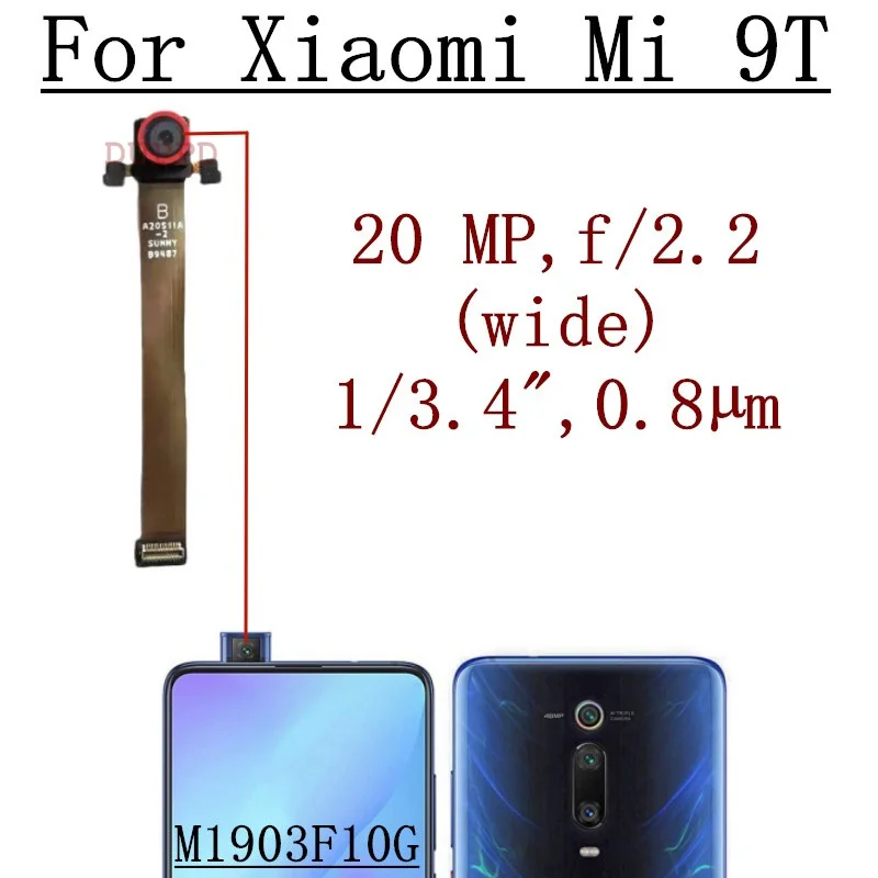 Front and Rear Back Camera For Xiaomi Mi 9T Pro M1903F11G Main Facing Camera Module Flex Cable Replacement Spare Parts