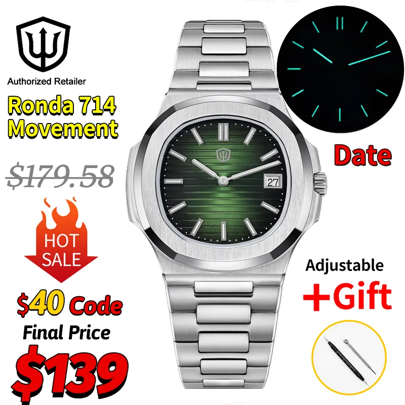 Watchdives WD00013 ساعة مربعة روندا 714 ساعات كوارتز الياقوت كريستال مقاوم للماء الفولاذ المقاوم للصدأ ساعة كلاسيكية للرجال #1